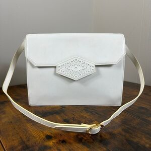 Yves Saint Laurent YSL Vintage White Leather Shoulder Bag
